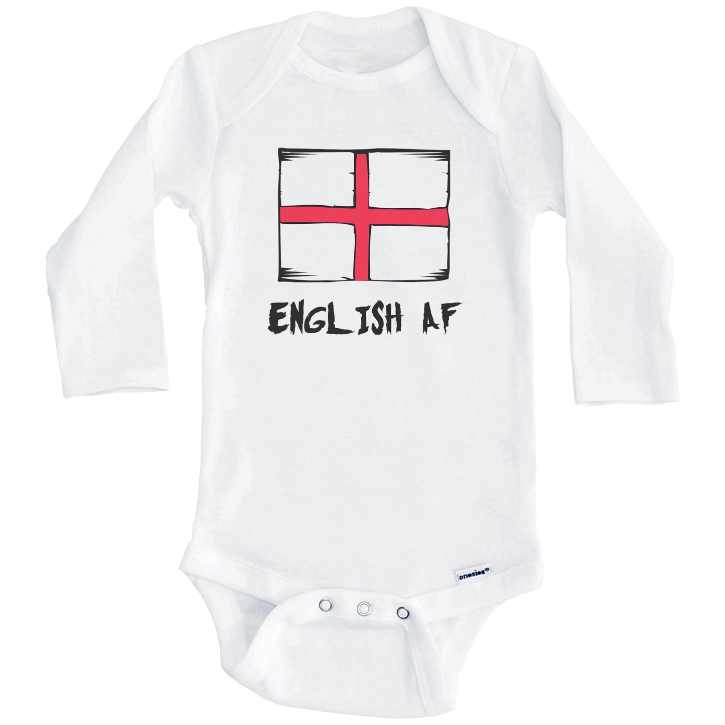 English AF Funny England Flag Baby Onesie (Long Sleeves)