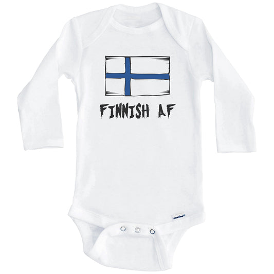 Finnish AF Funny Finland Flag Baby Onesie (Long Sleeves)