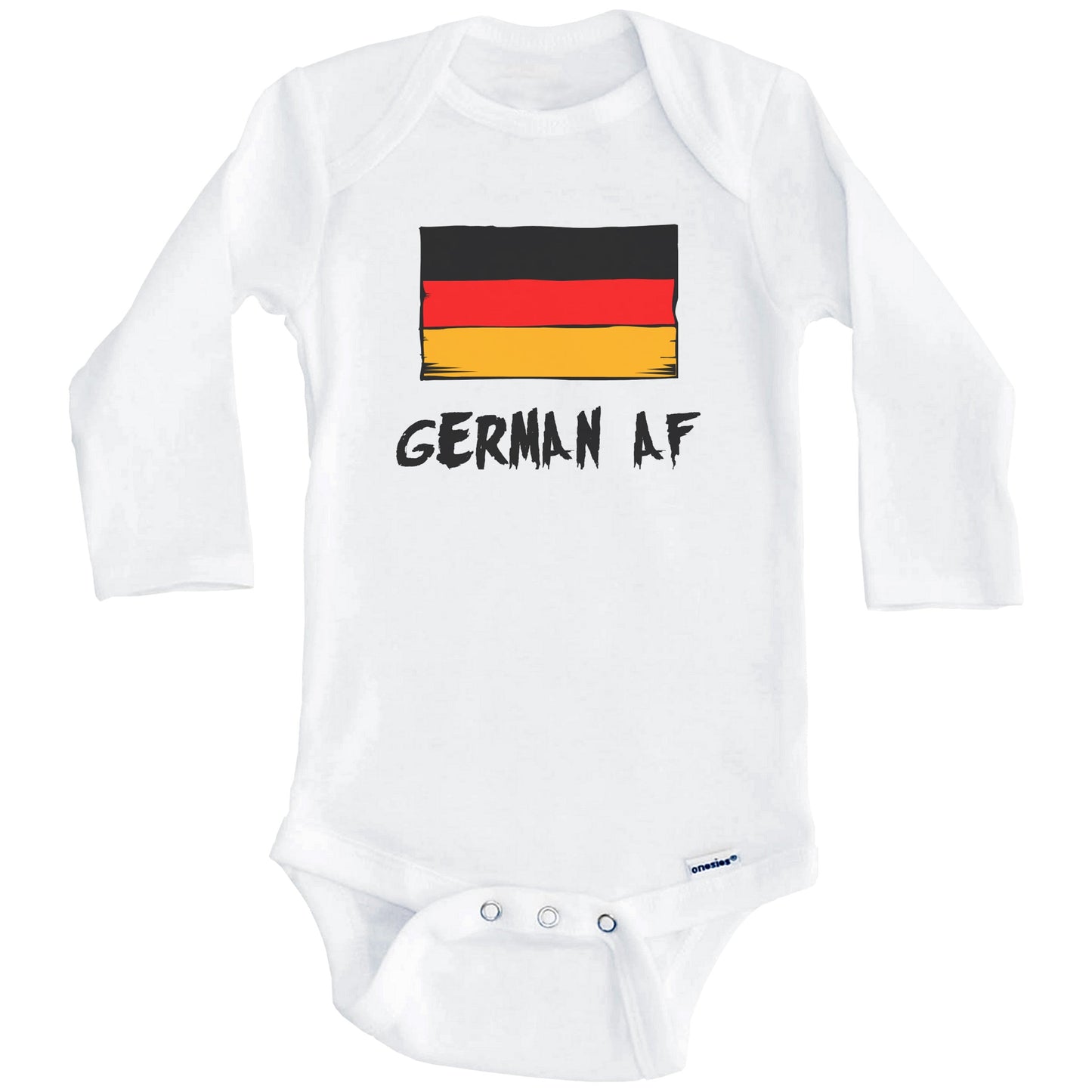 German AF Funny Germany Flag Baby Onesie (Long Sleeves)