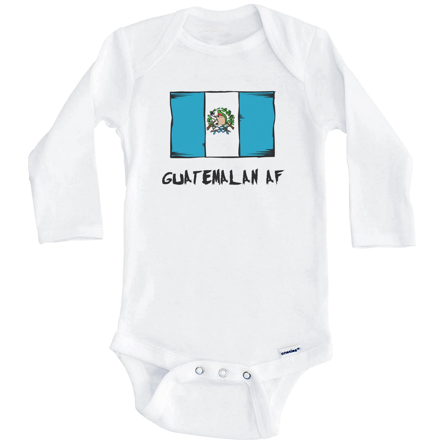 Guatemalan AF Funny Guatemala Flag Baby Onesie (Long Sleeves)
