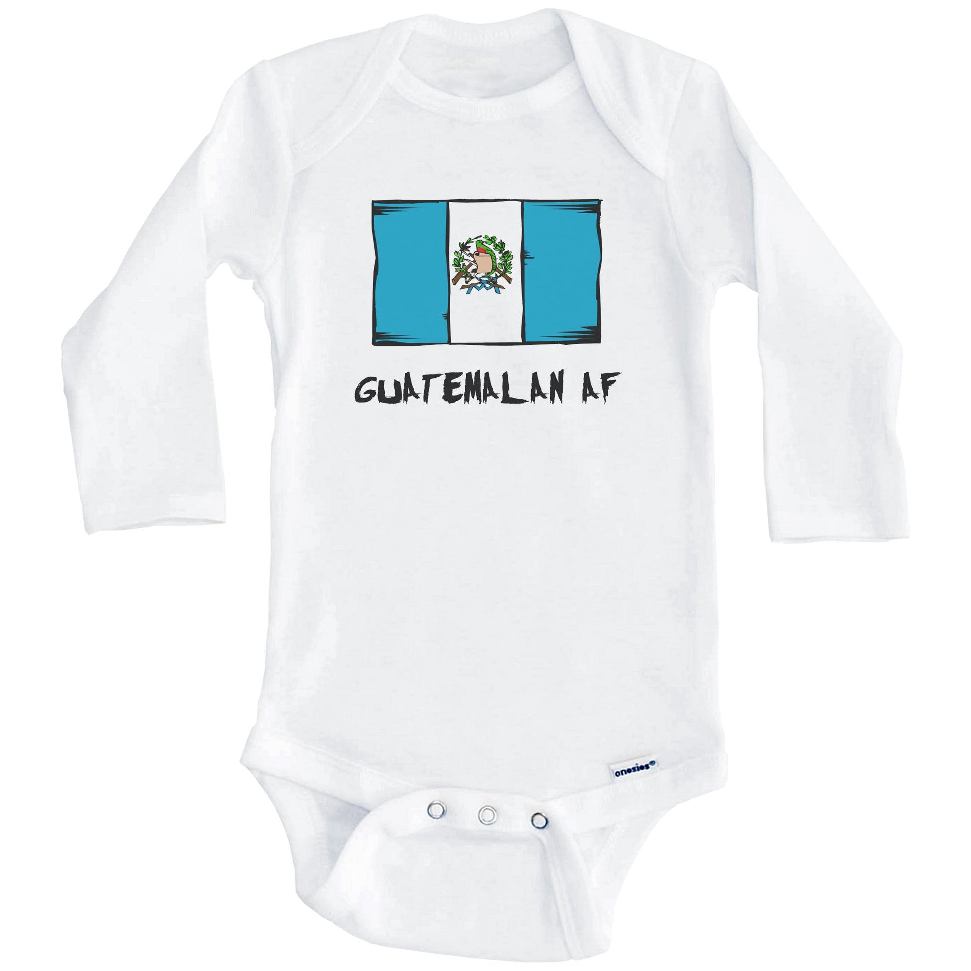 Guatemalan AF Funny Guatemala Flag Baby Onesie (Long Sleeves)