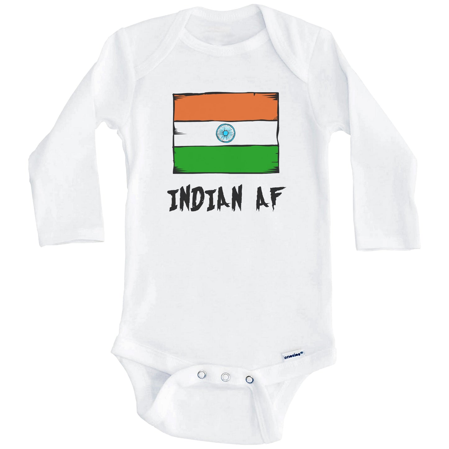 Indian AF Funny India Flag Baby Onesie (Long Sleeves)