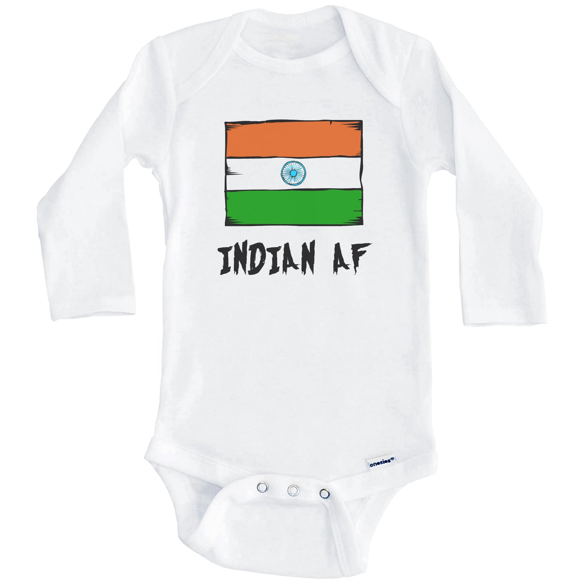 Indian AF Funny India Flag Baby Onesie (Long Sleeves)