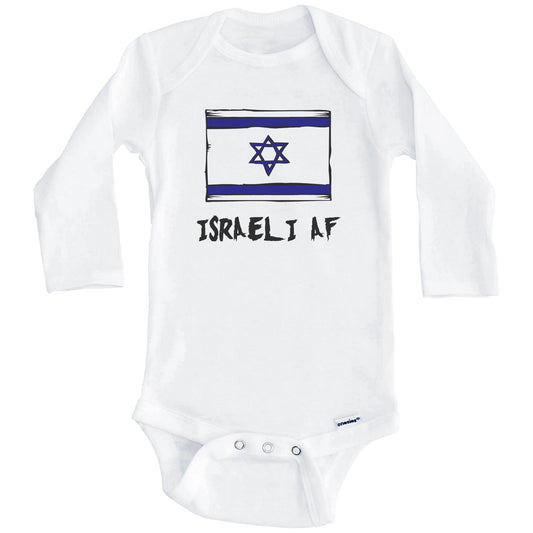 Israeli AF Funny Israel Flag Baby Onesie (Long Sleeves)