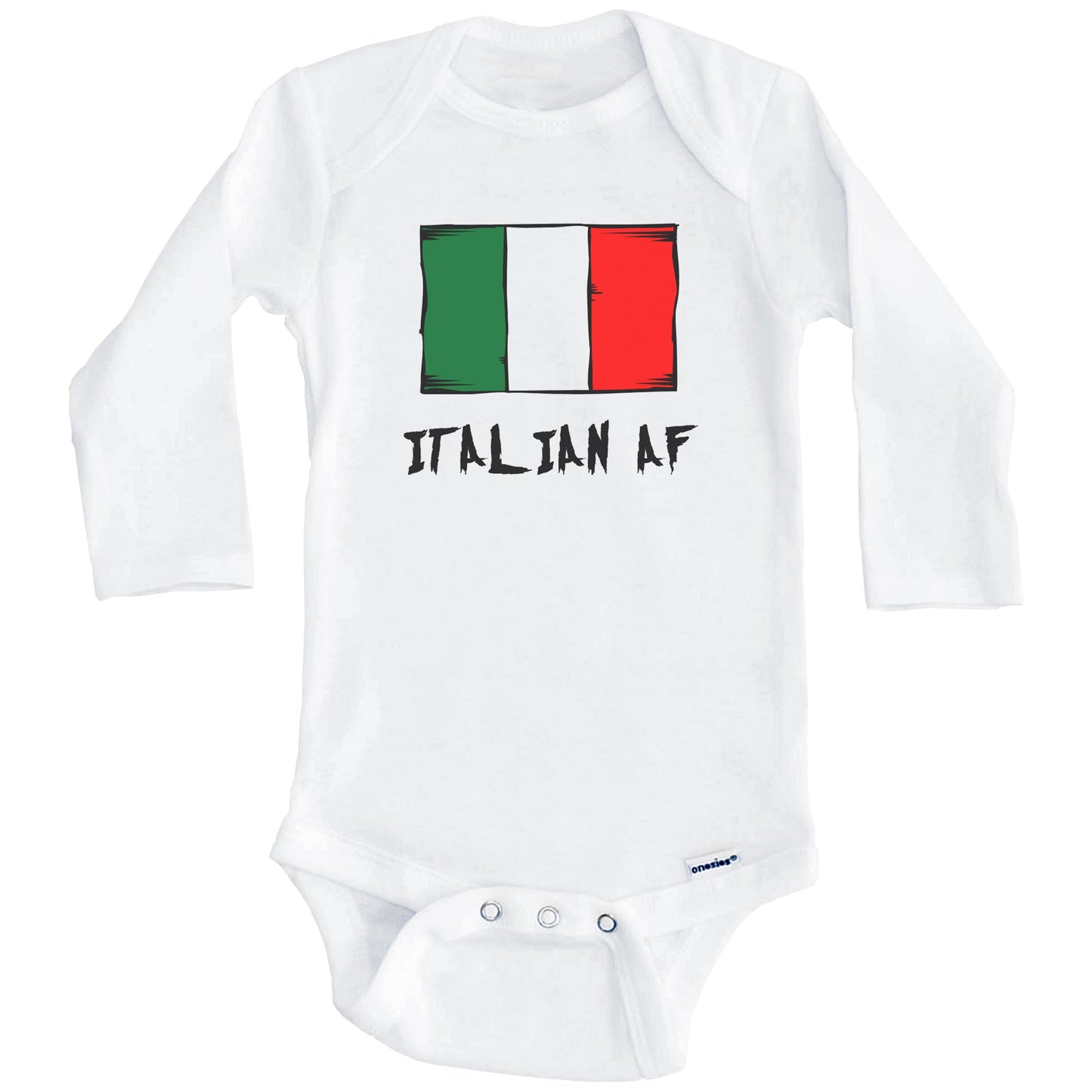 Italian AF Funny Italy Flag Baby Onesie (Long Sleeves)