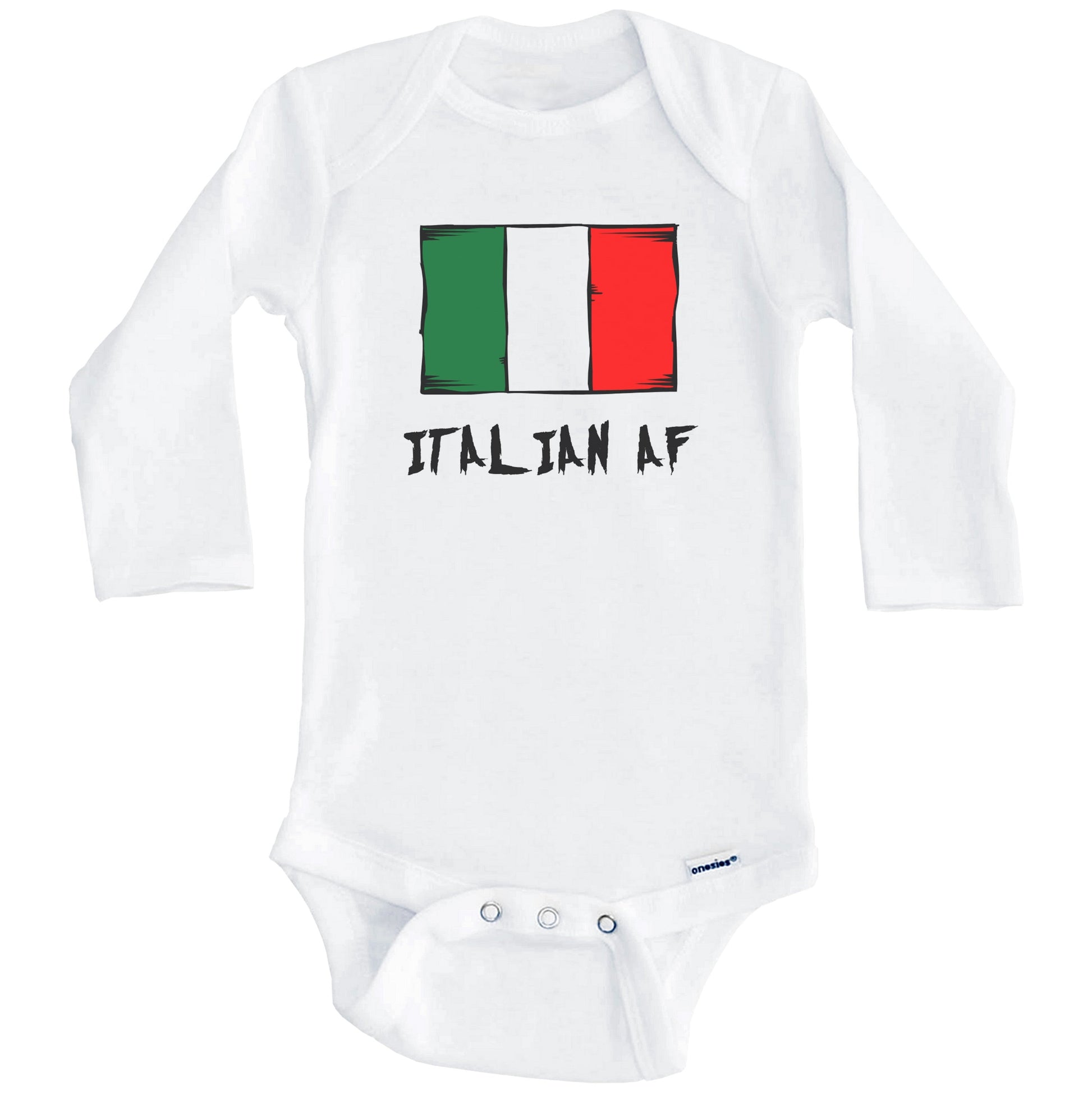 Italian AF Funny Italy Flag Baby Onesie (Long Sleeves)