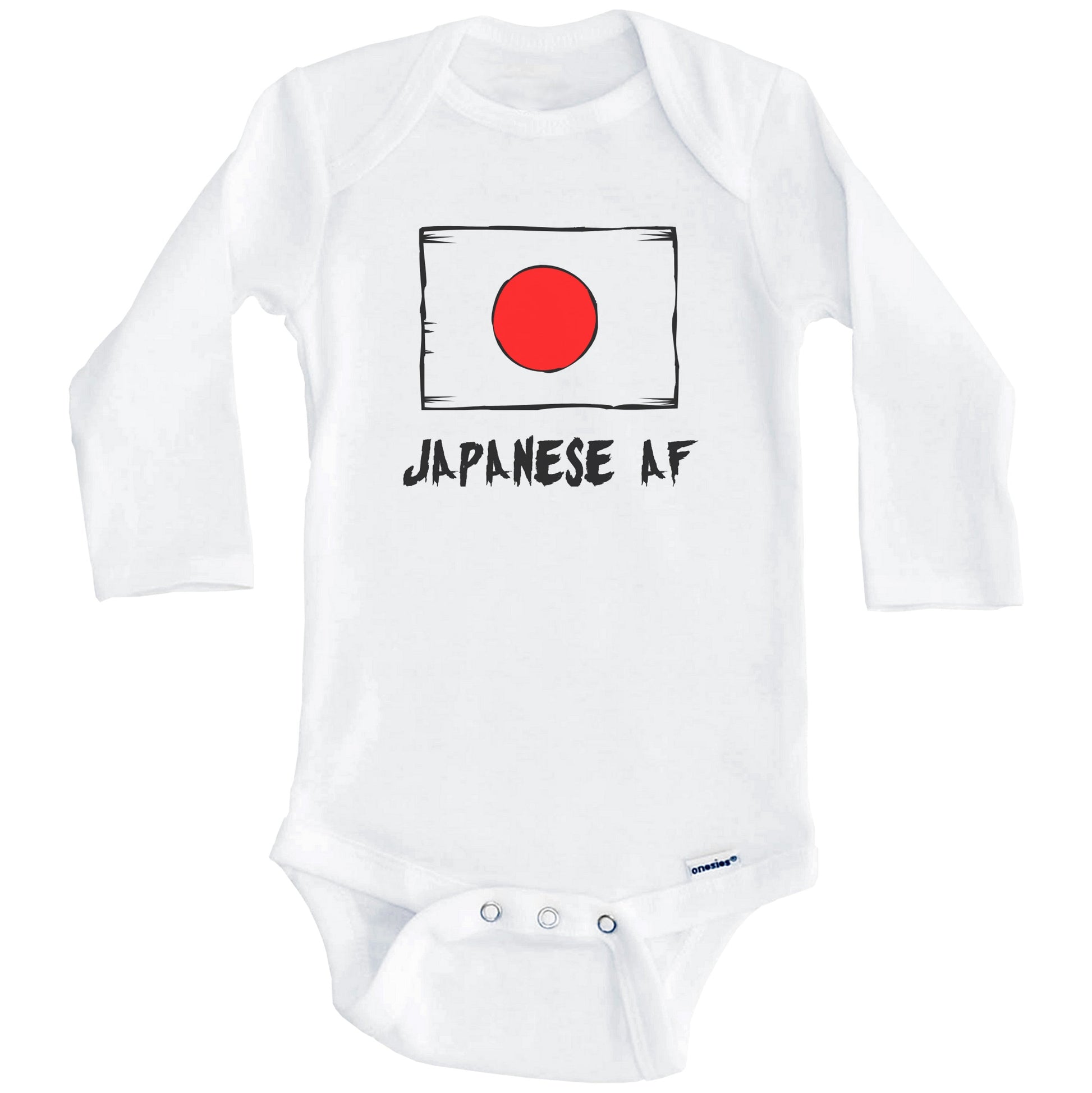Japanese AF Funny Japan Flag Baby Onesie (Long Sleeves)