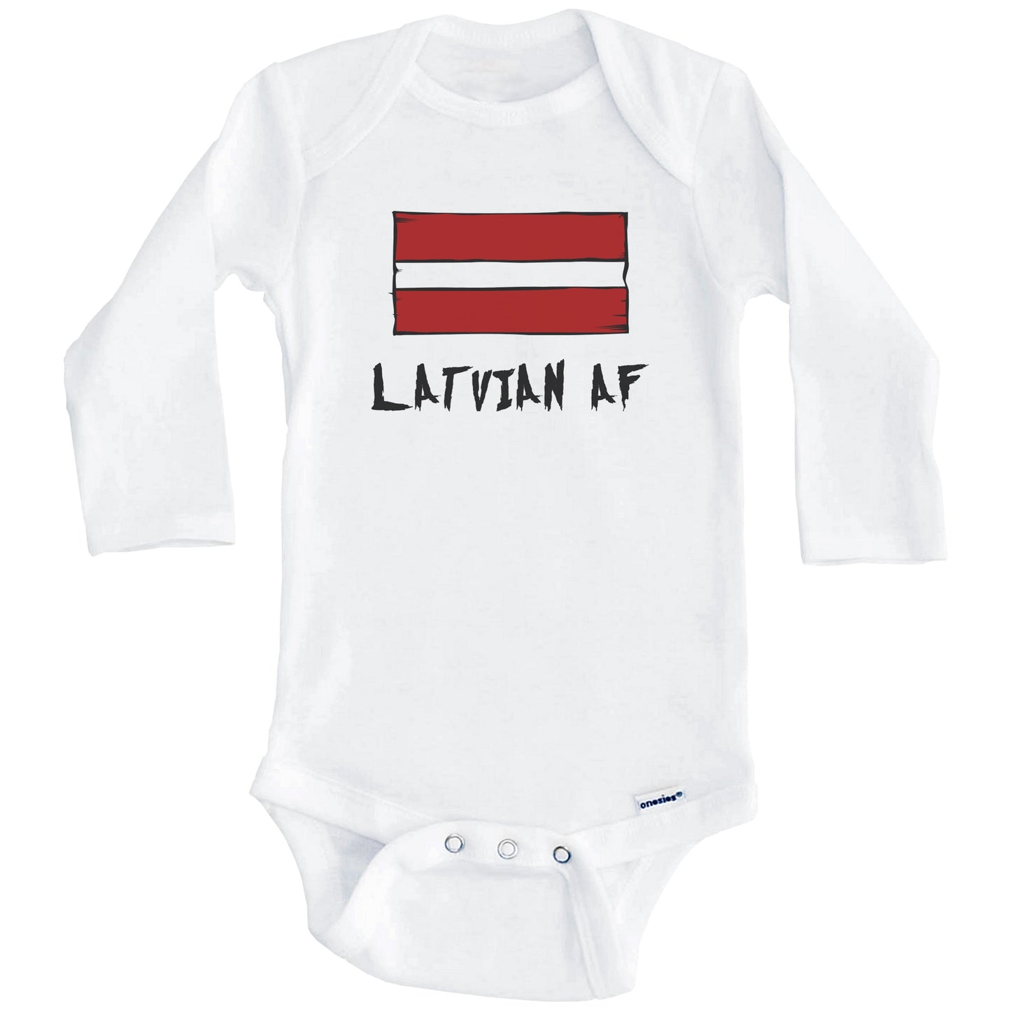 Latvian AF Funny Latvia Flag Baby Onesie (Long Sleeves)