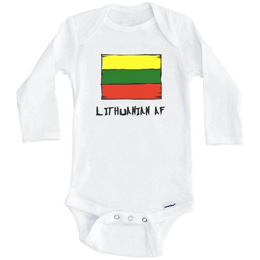 Lithuanian AF Funny Lithuania Flag Baby Onesie (Long Sleeves)
