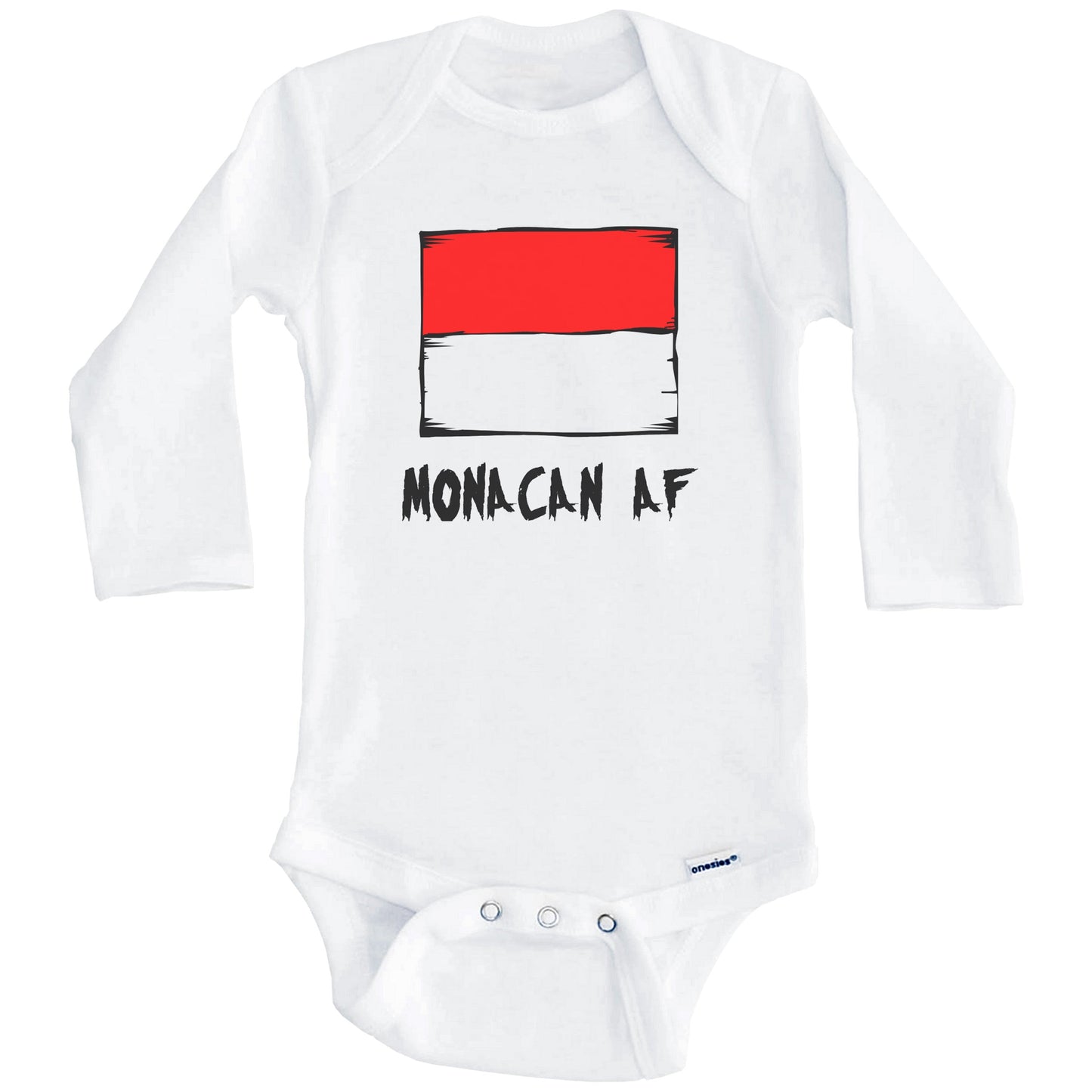 Monacan AF Funny Monaco Flag Baby Onesie (Long Sleeves)