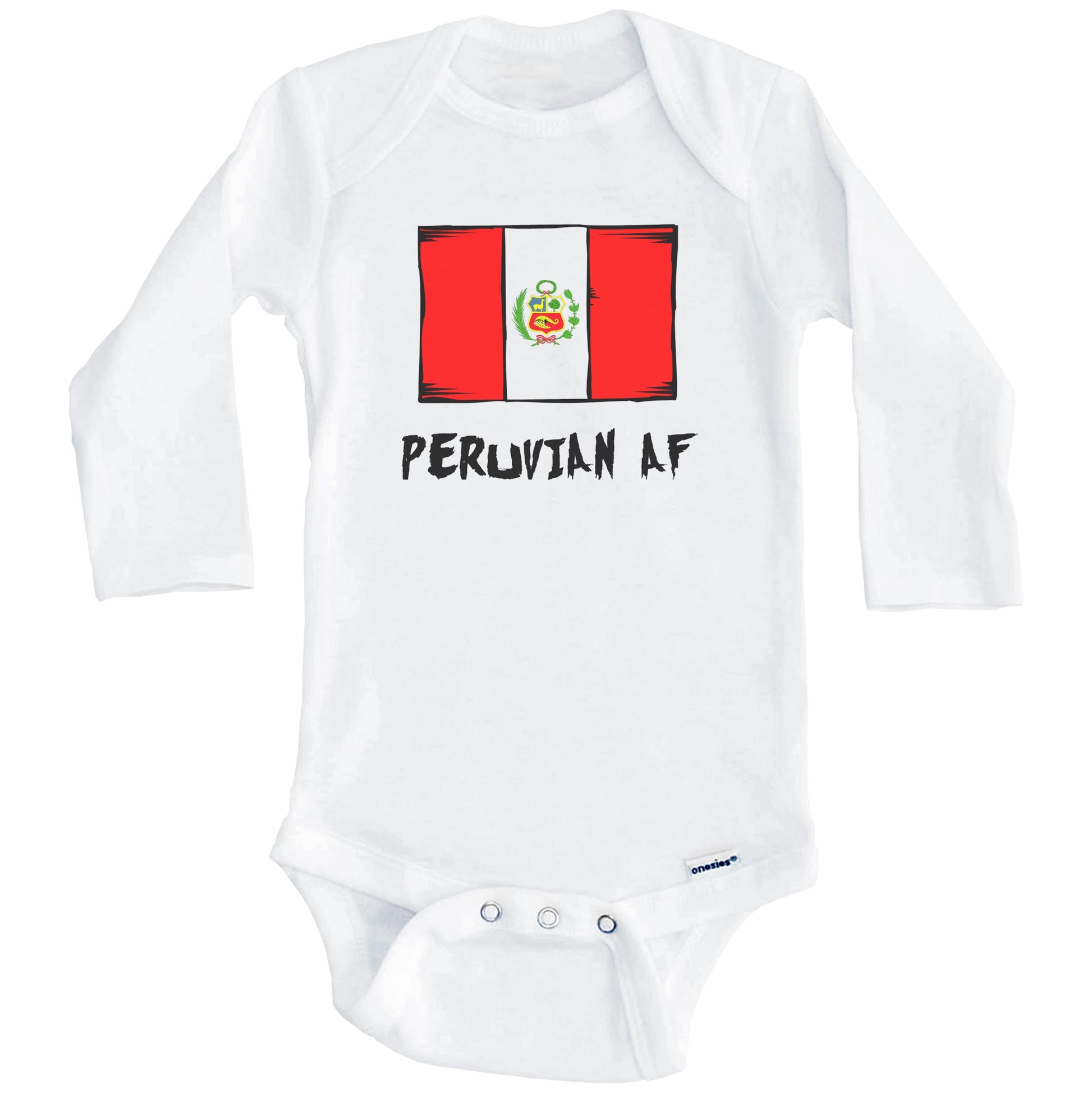 Peruvian AF Funny Peru Flag Baby Onesie (Long Sleeves)