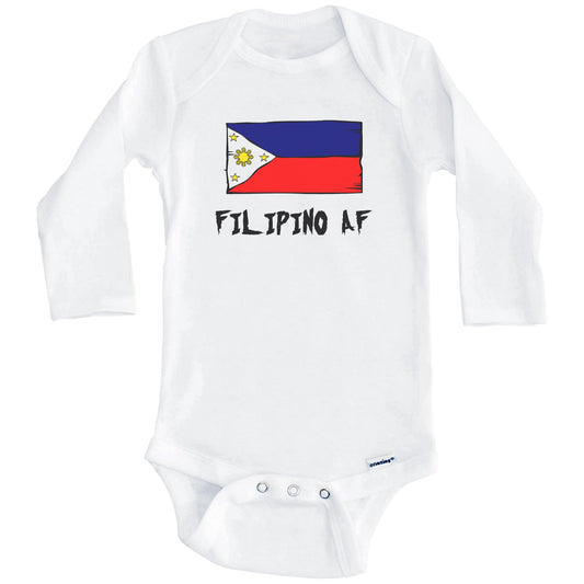 Filipino AF Funny Philippines Flag Baby Onesie (Long Sleeves)