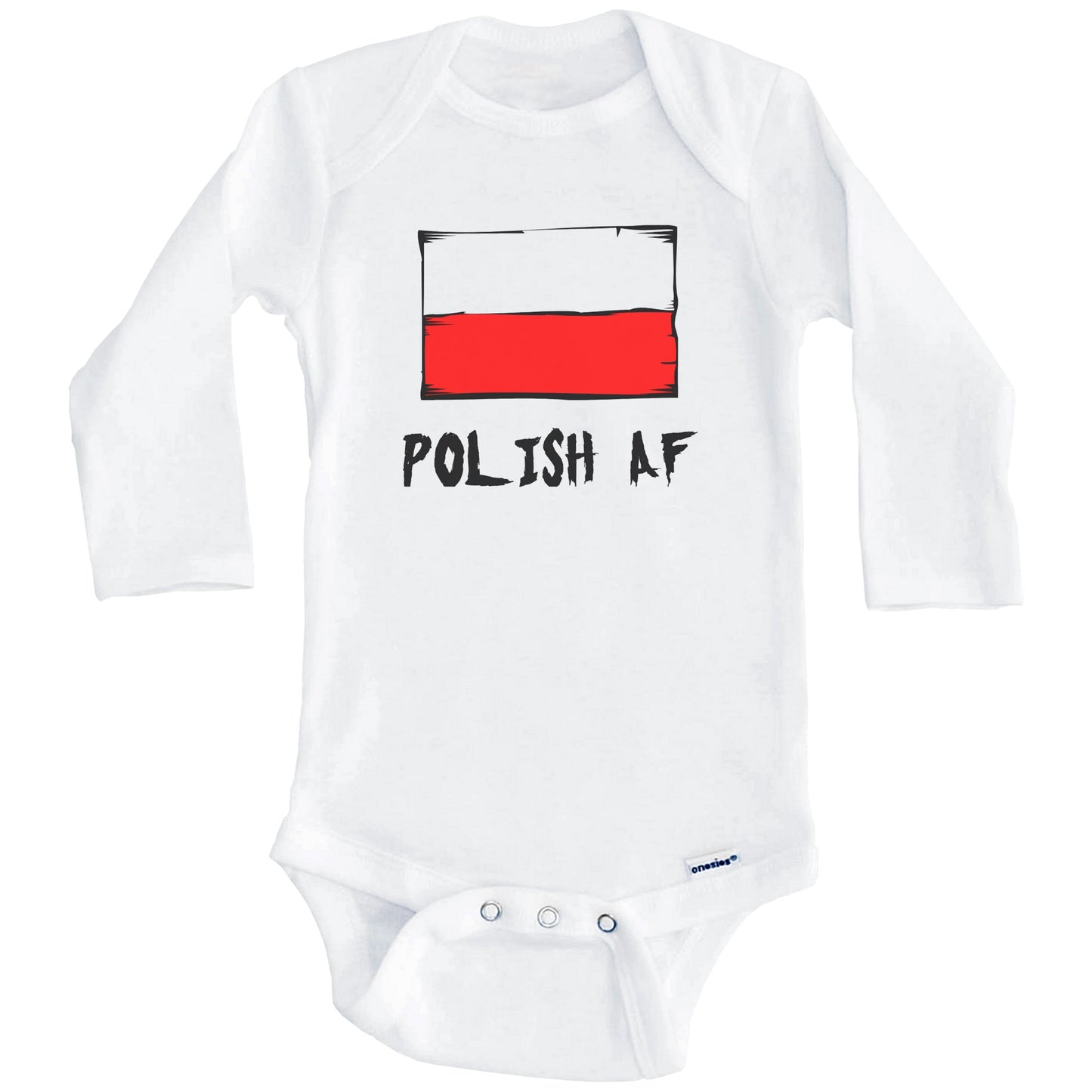 Polish AF Funny Poland Flag Baby Onesie (Long Sleeves)