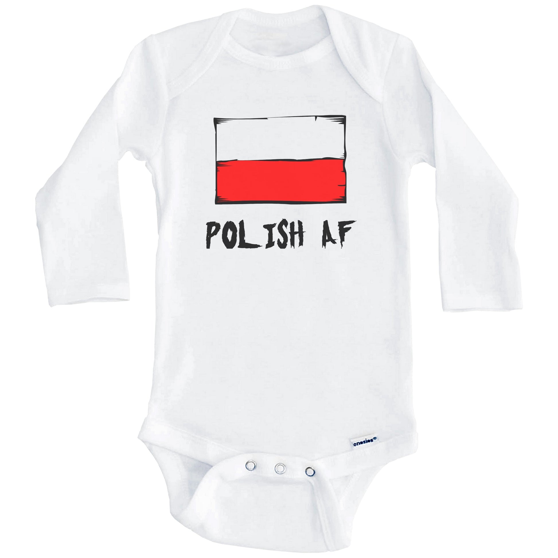 Polish AF Funny Poland Flag Baby Onesie (Long Sleeves)