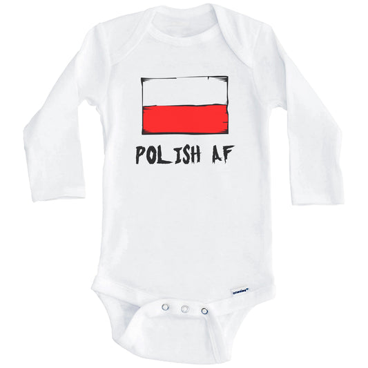 Polish AF Funny Poland Flag Baby Onesie (Long Sleeves)
