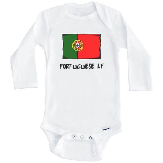 Portuguese AF Funny Portugal Flag Baby Onesie (Long Sleeves)