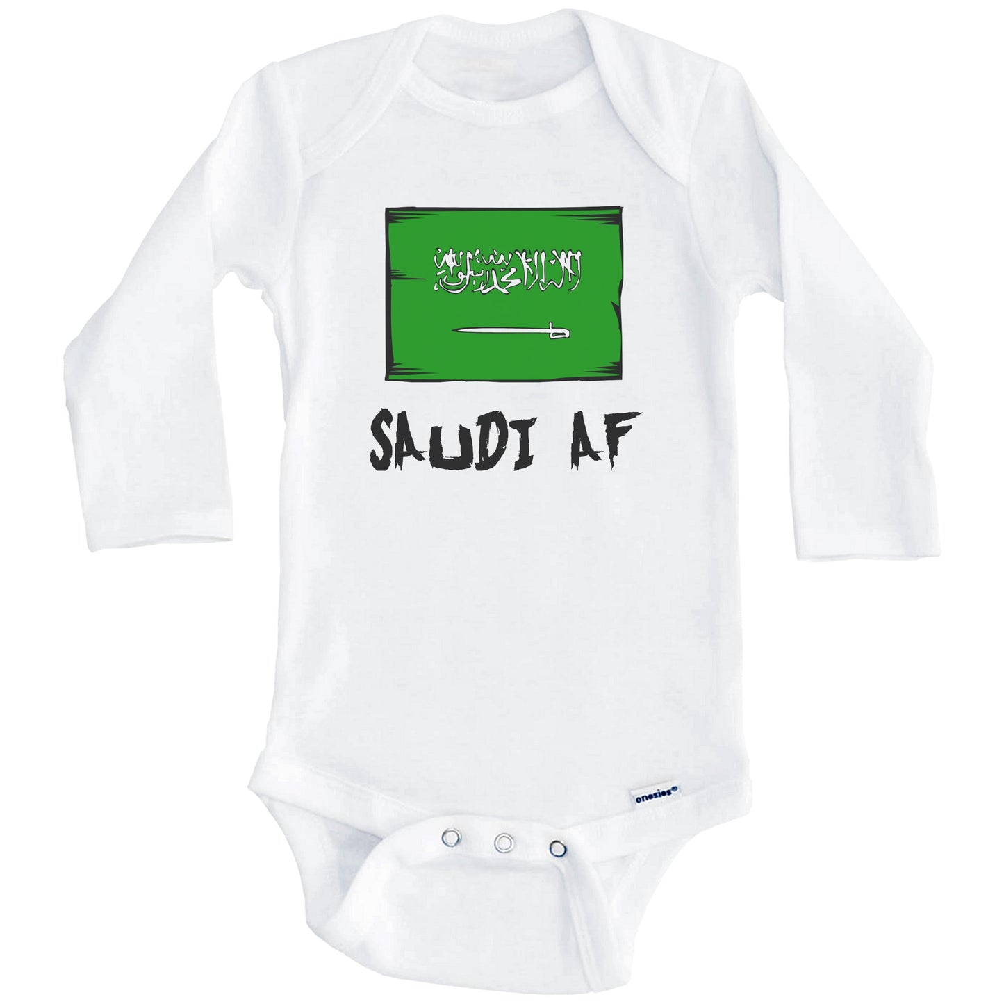 Saudi Arabian AF Funny Saudi Arabia Flag Baby Onesie (Long Sleeves)