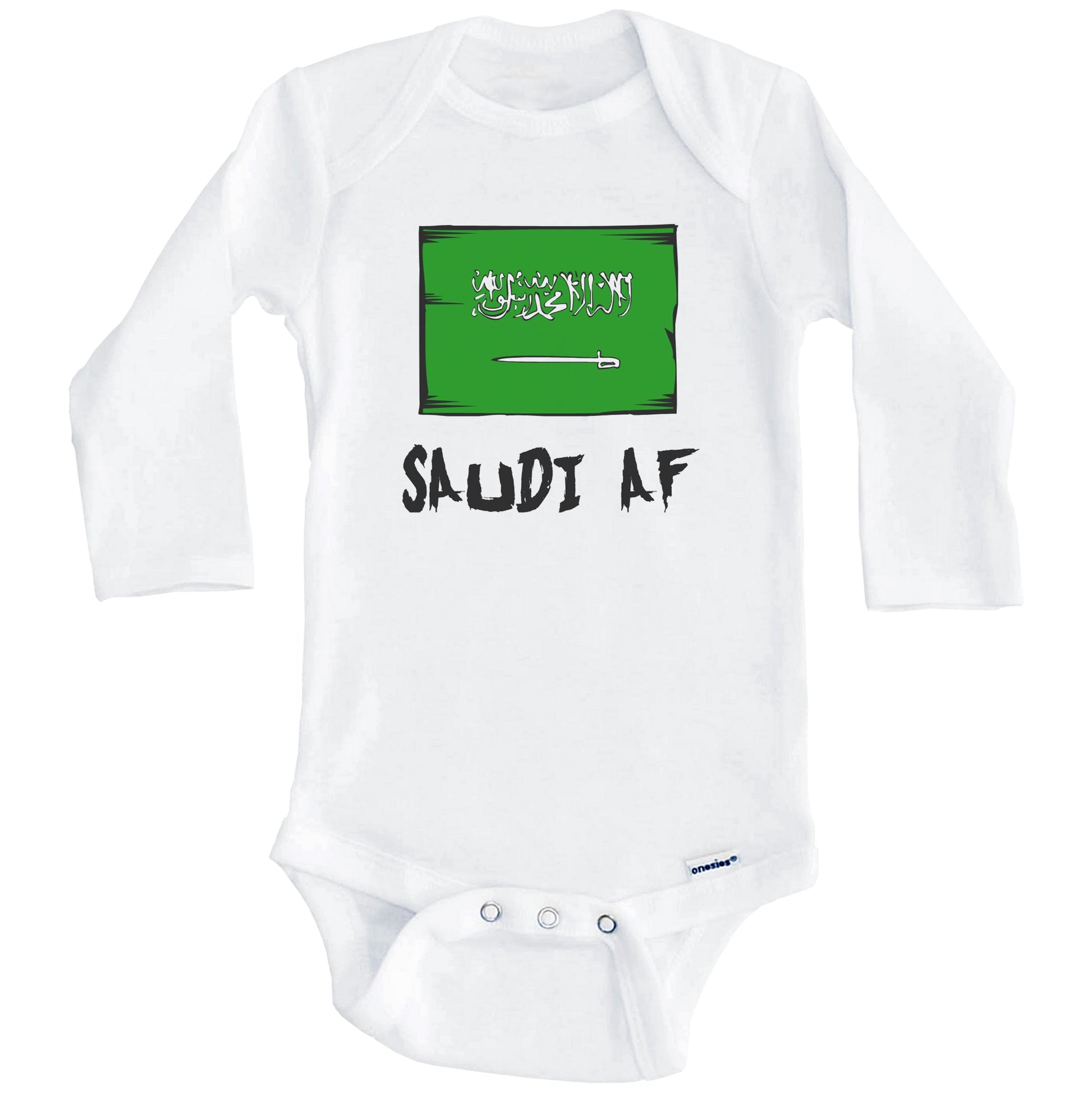 Saudi Arabian AF Funny Saudi Arabia Flag Baby Onesie (Long Sleeves)