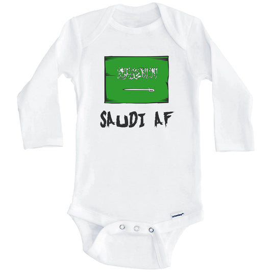 Saudi Arabian AF Funny Saudi Arabia Flag Baby Onesie (Long Sleeves)