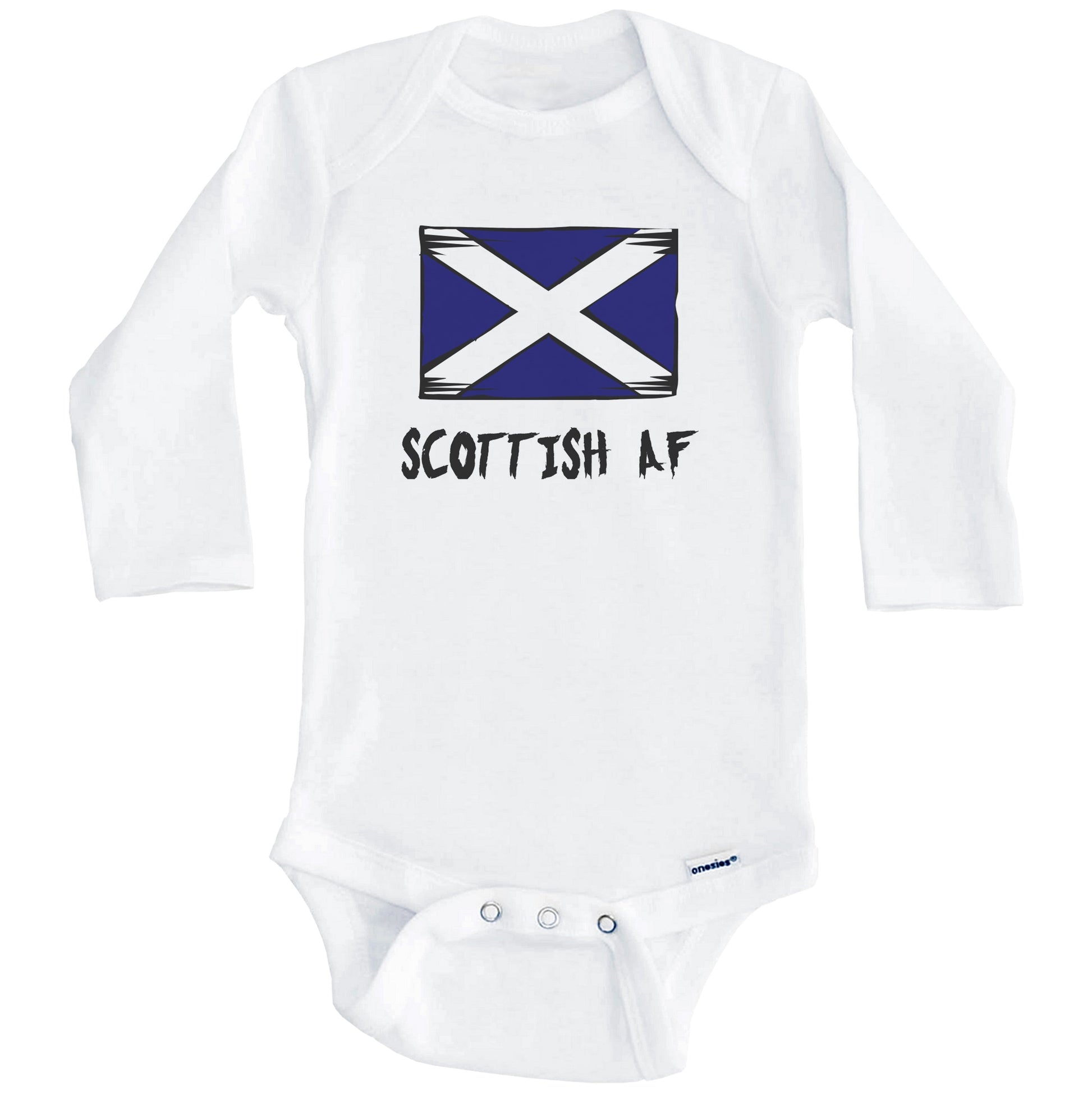 Scottish AF Funny Scotland Flag Baby Onesie (Long Sleeves)