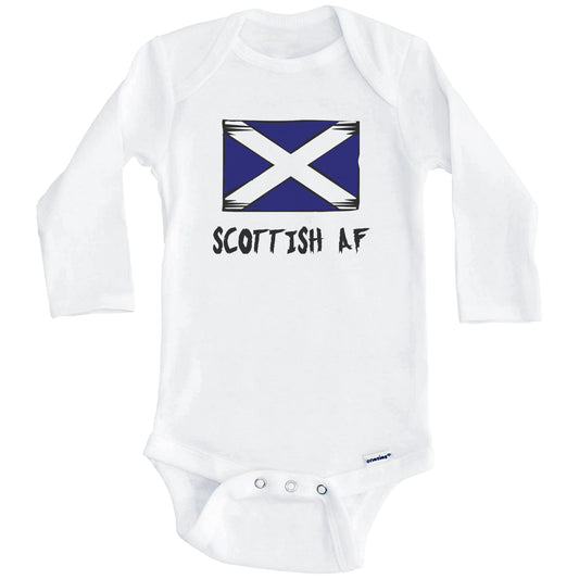 Scottish AF Funny Scotland Flag Baby Onesie (Long Sleeves)