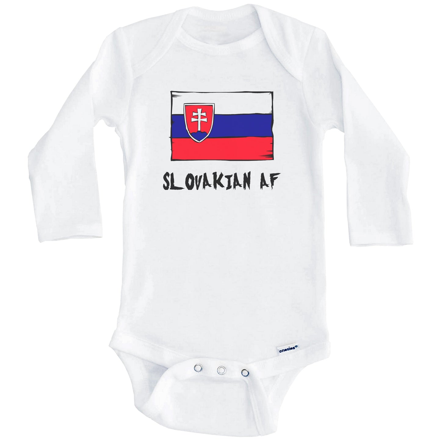 Slovakian AF Funny Slovakia Flag Baby Onesie (Long Sleeves)