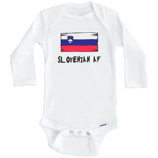 Slovenian AF Funny Slovenia Flag Baby Onesie (Long Sleeves)