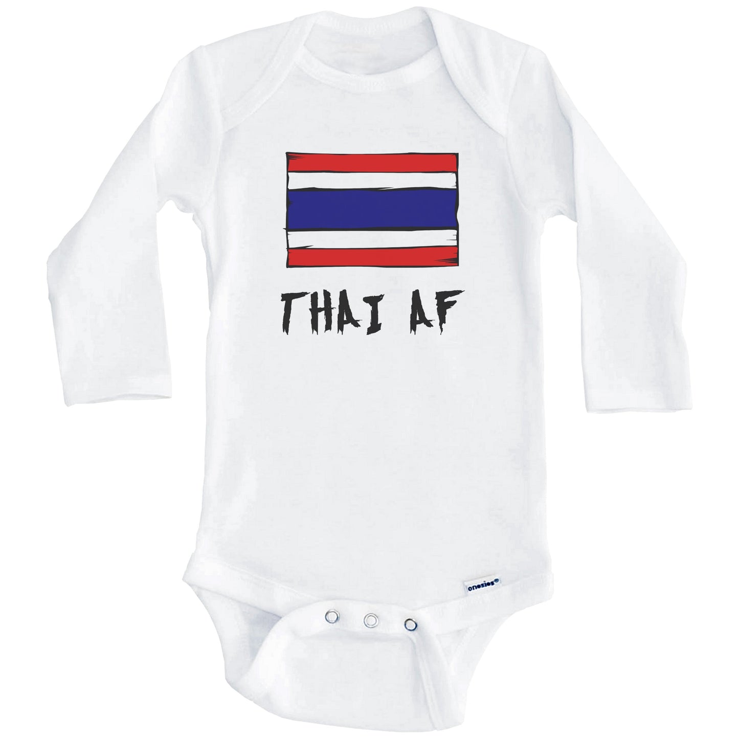Thai AF Funny Thailand Flag Baby Onesie (Long Sleeves)