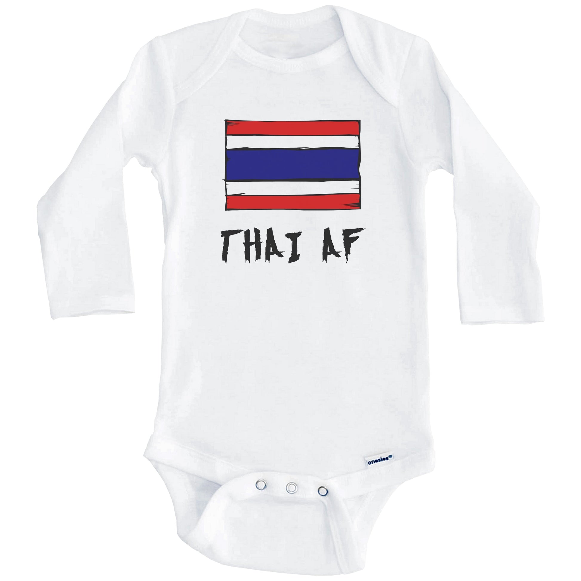 Thai AF Funny Thailand Flag Baby Onesie (Long Sleeves)