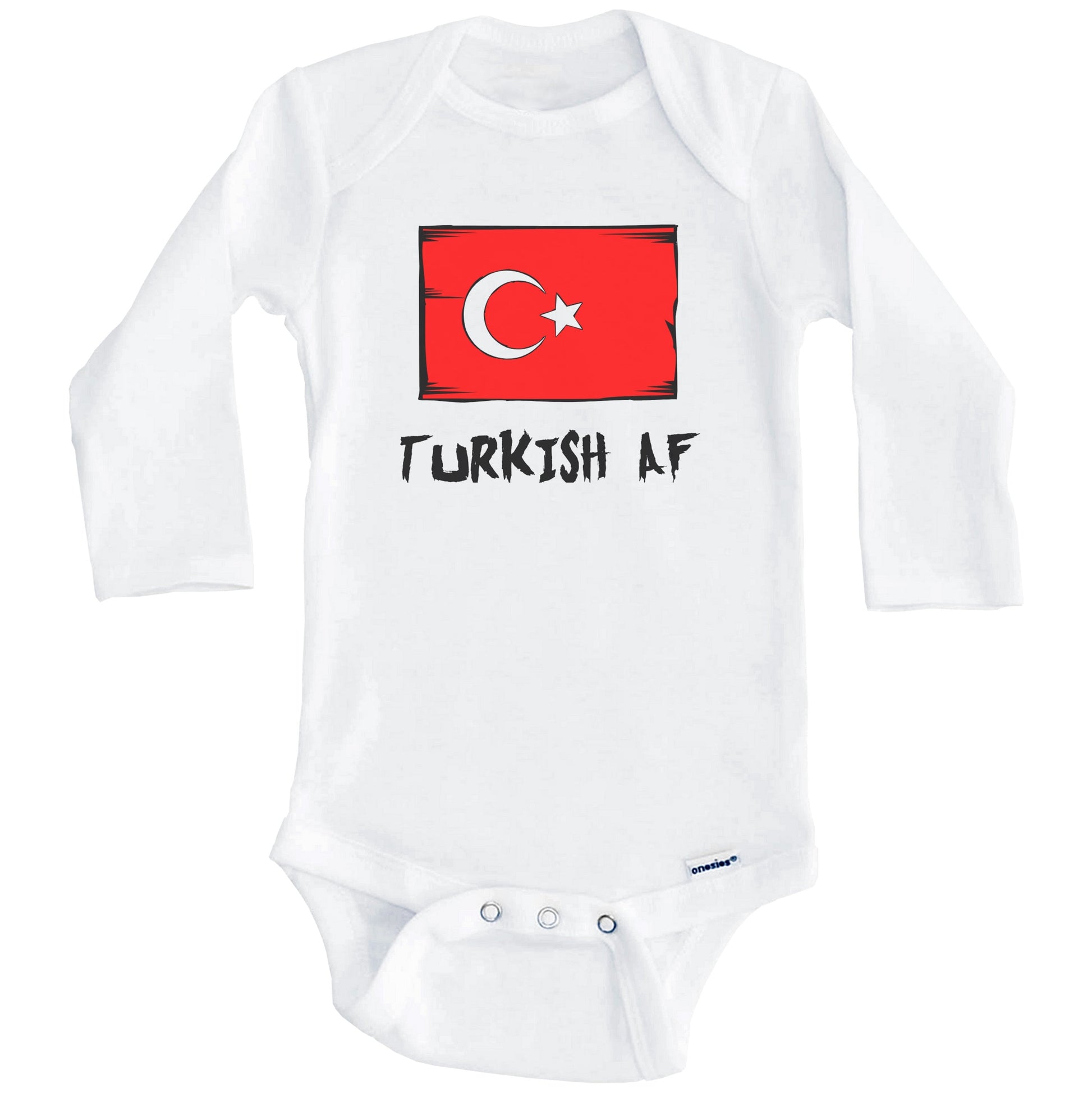 Turkish AF Funny Turkey Flag Baby Onesie (Long Sleeves)