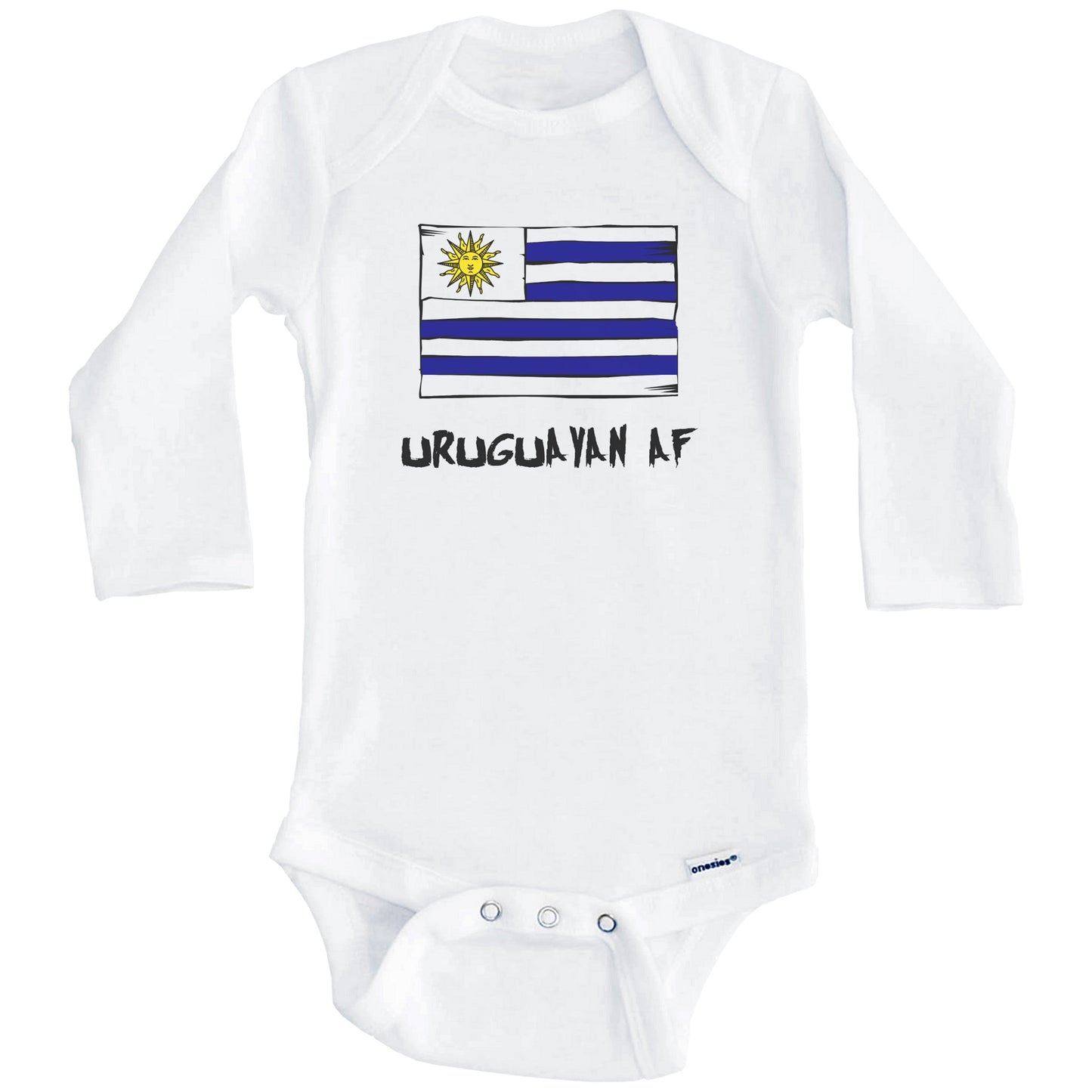 Uruguayan AF Funny Uruguay Flag Baby Onesie (Long Sleeves)