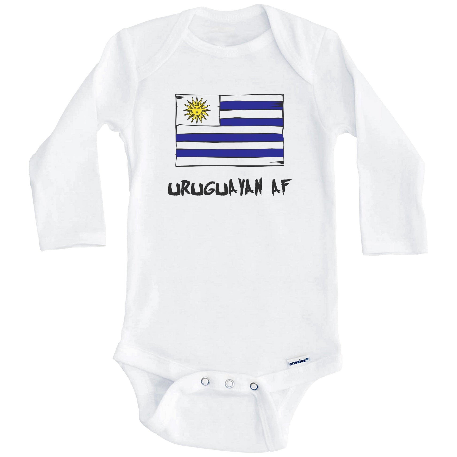 Uruguayan AF Funny Uruguay Flag Baby Onesie (Long Sleeves)