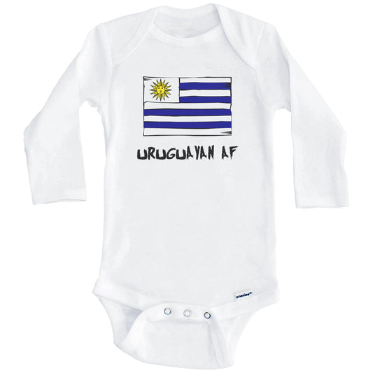Uruguayan AF Funny Uruguay Flag Baby Onesie (Long Sleeves)