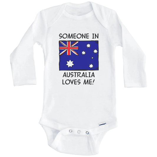 Someone In Australia Loves Me Australian Flag Baby Onesie (Long Sleeves)