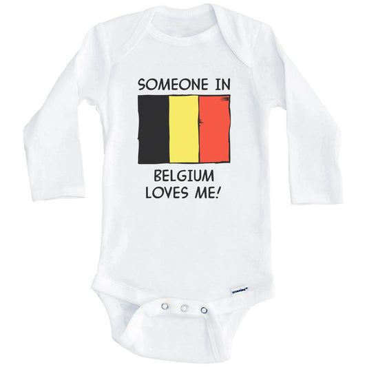 Someone In Belgium Loves Me Belgian Flag Baby Onesie (Long Sleeves)