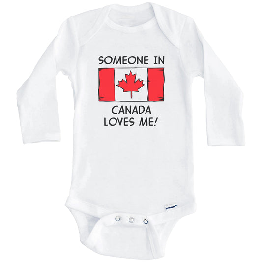Someone In Canada Loves Me Canadian Flag Baby Onesie (Long Sleeves)