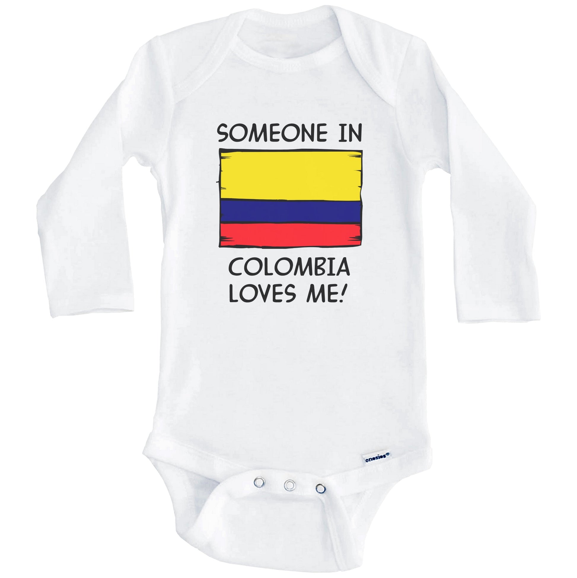 Someone In Colombia Loves Me Colombian Flag Baby Onesie (Long Sleeves)