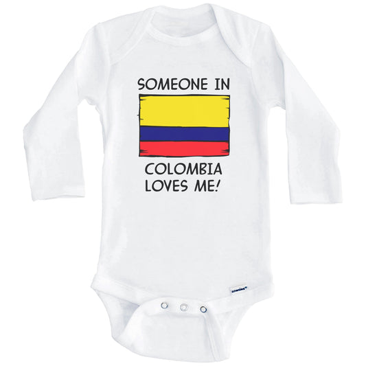 Someone In Colombia Loves Me Colombian Flag Baby Onesie (Long Sleeves)
