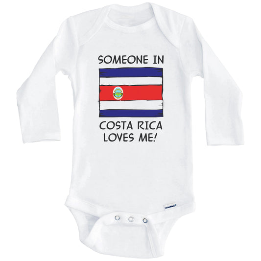Someone In Costa Rica Loves Me Costa Rican Flag Baby Onesie (Long Sleeves)