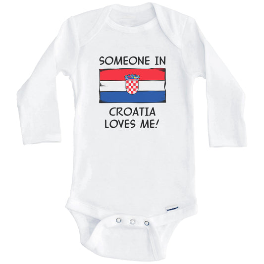Someone In Croatia Loves Me Croatian Flag Baby Onesie (Long Sleeves)