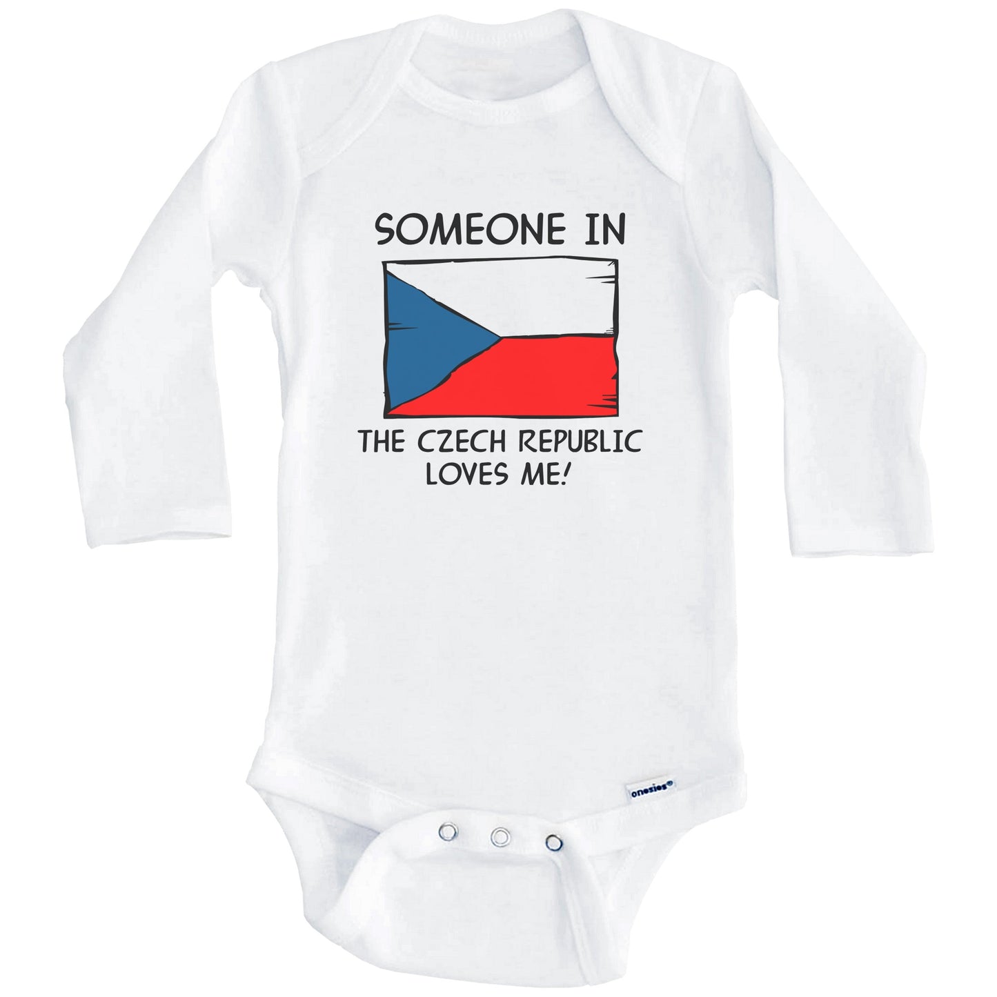 Someone In the Czech Republic Loves Me Czech Flag Baby Onesie (Long Sleeves)