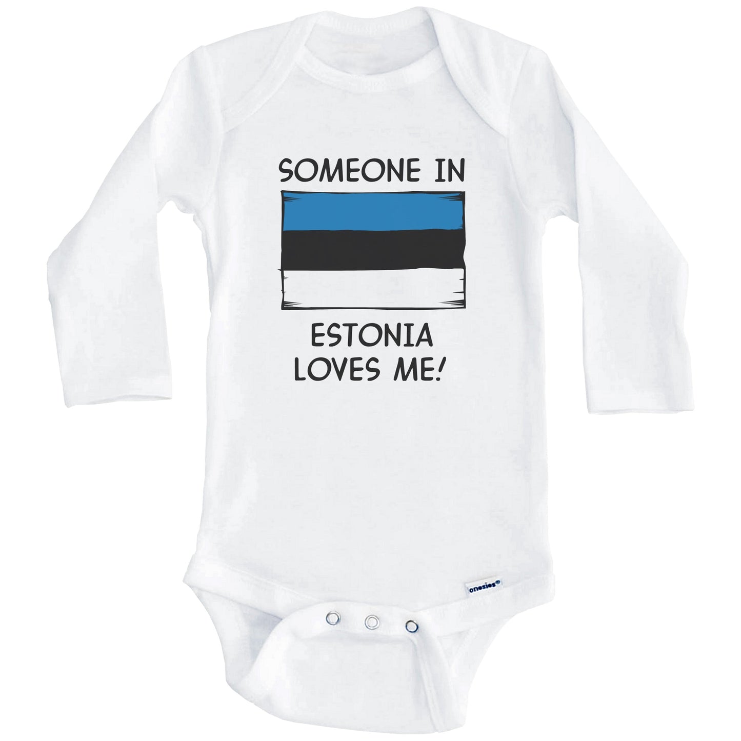 Someone In Estonia Loves Me Estonian Flag Baby Onesie (Long Sleeves)
