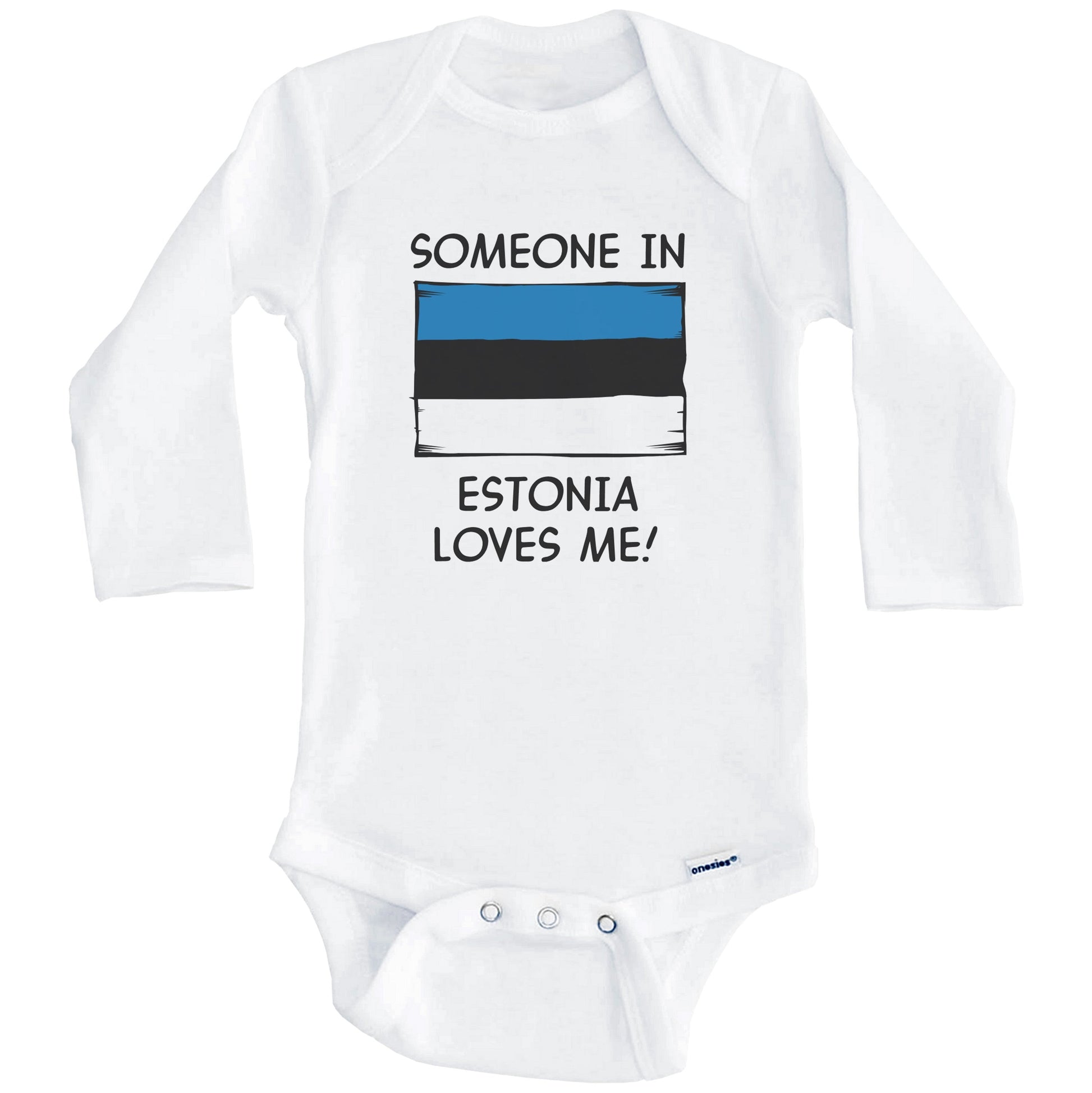 Someone In Estonia Loves Me Estonian Flag Baby Onesie (Long Sleeves)