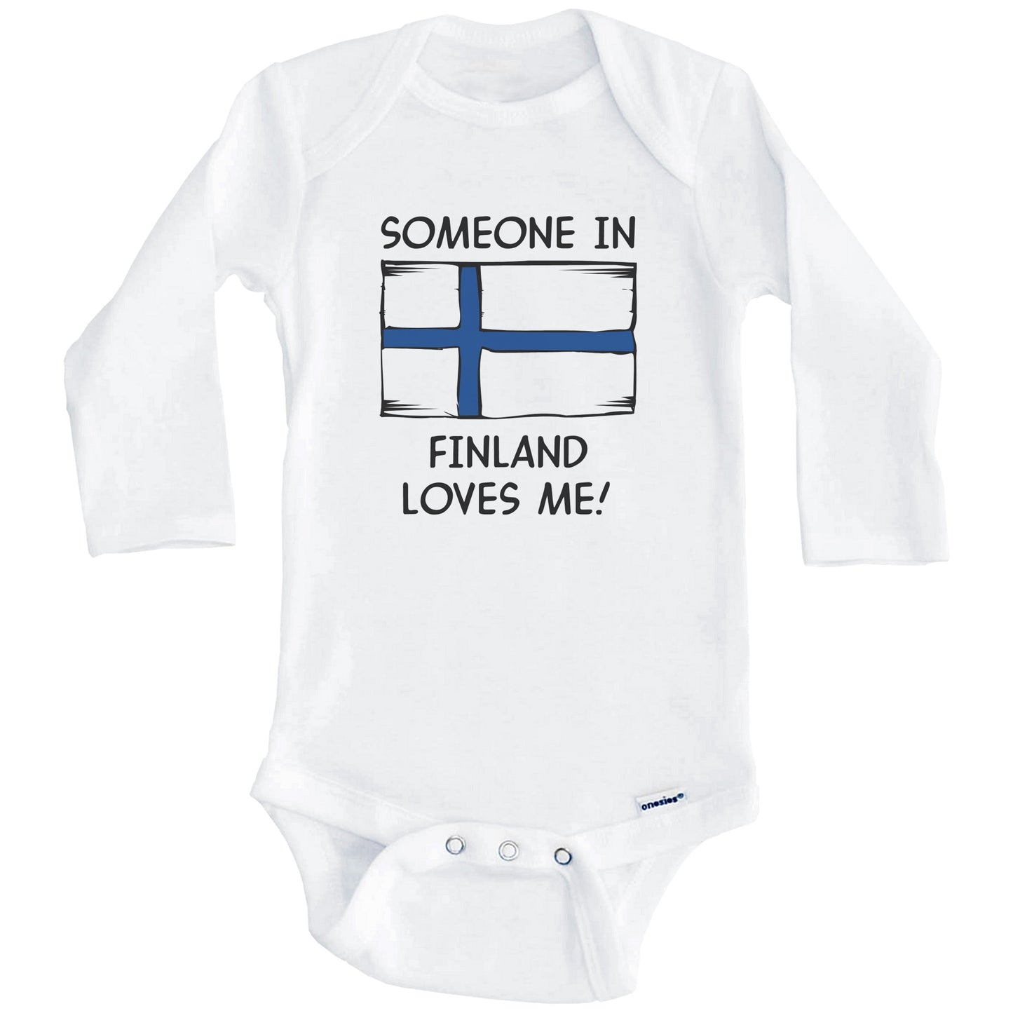 Someone In Finland Loves Me Finnish Flag Baby Onesie (Long Sleeves)