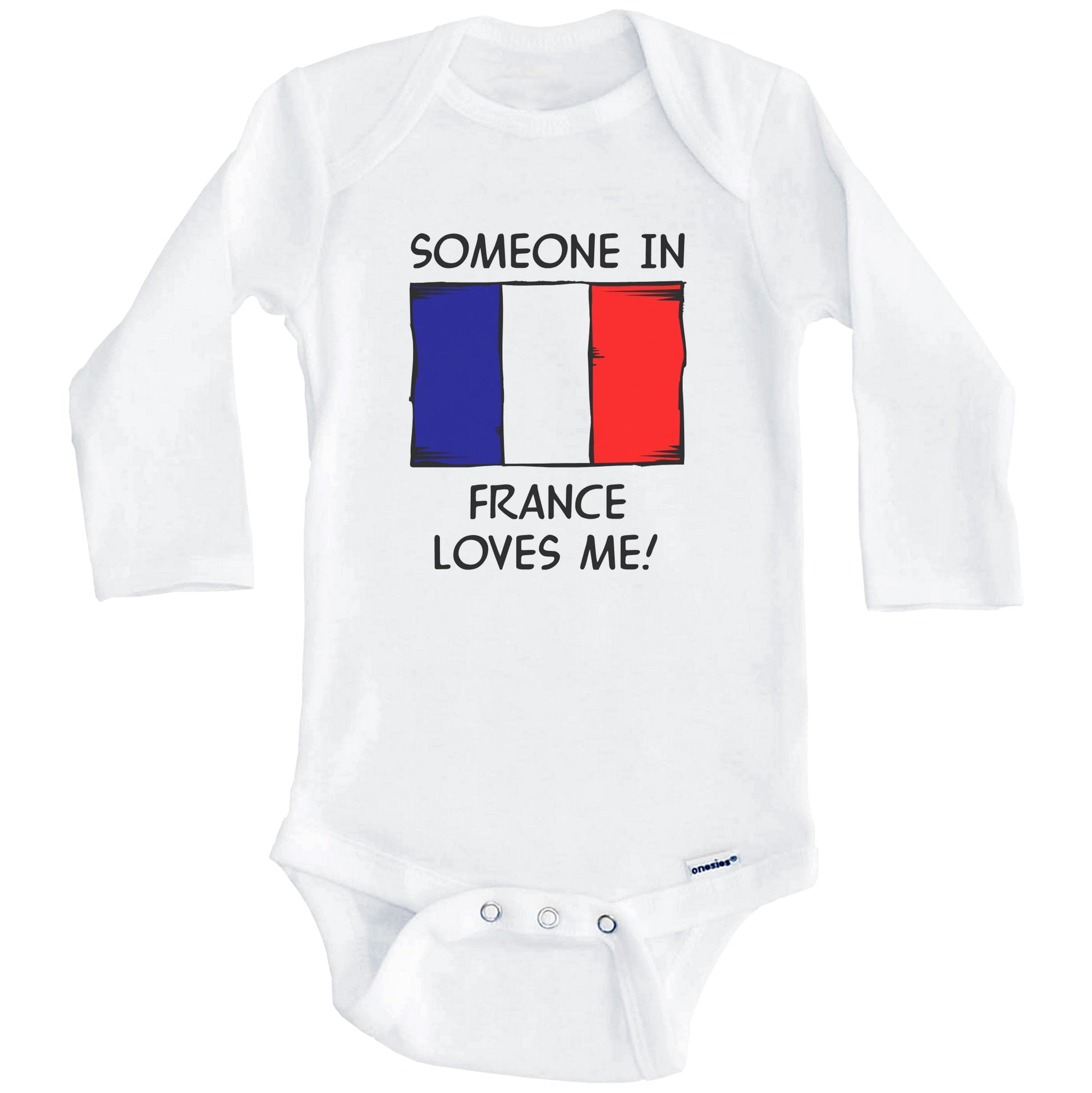 Someone In France Loves Me French Flag Baby Onesie (Long Sleeves)