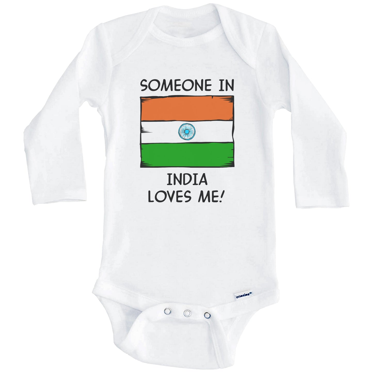 Someone In India Loves Me Indian Flag Baby Onesie (Long Sleeves)
