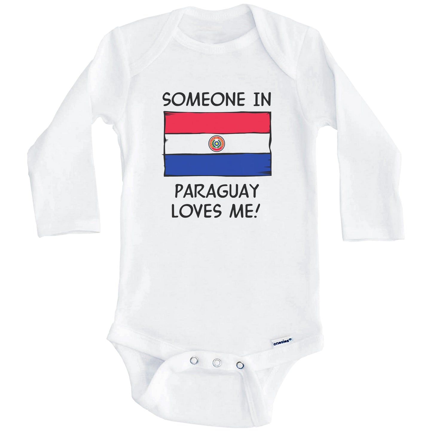 Someone In Paraguay Loves Me Paraguayan Flag Baby Onesie (Long Sleeves)