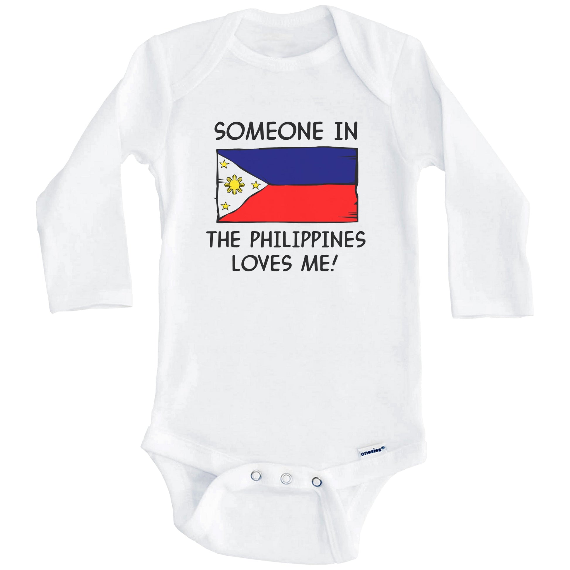 Someone In the Philippines Loves Me Filipino Flag Baby Onesie (Long Sleeves)