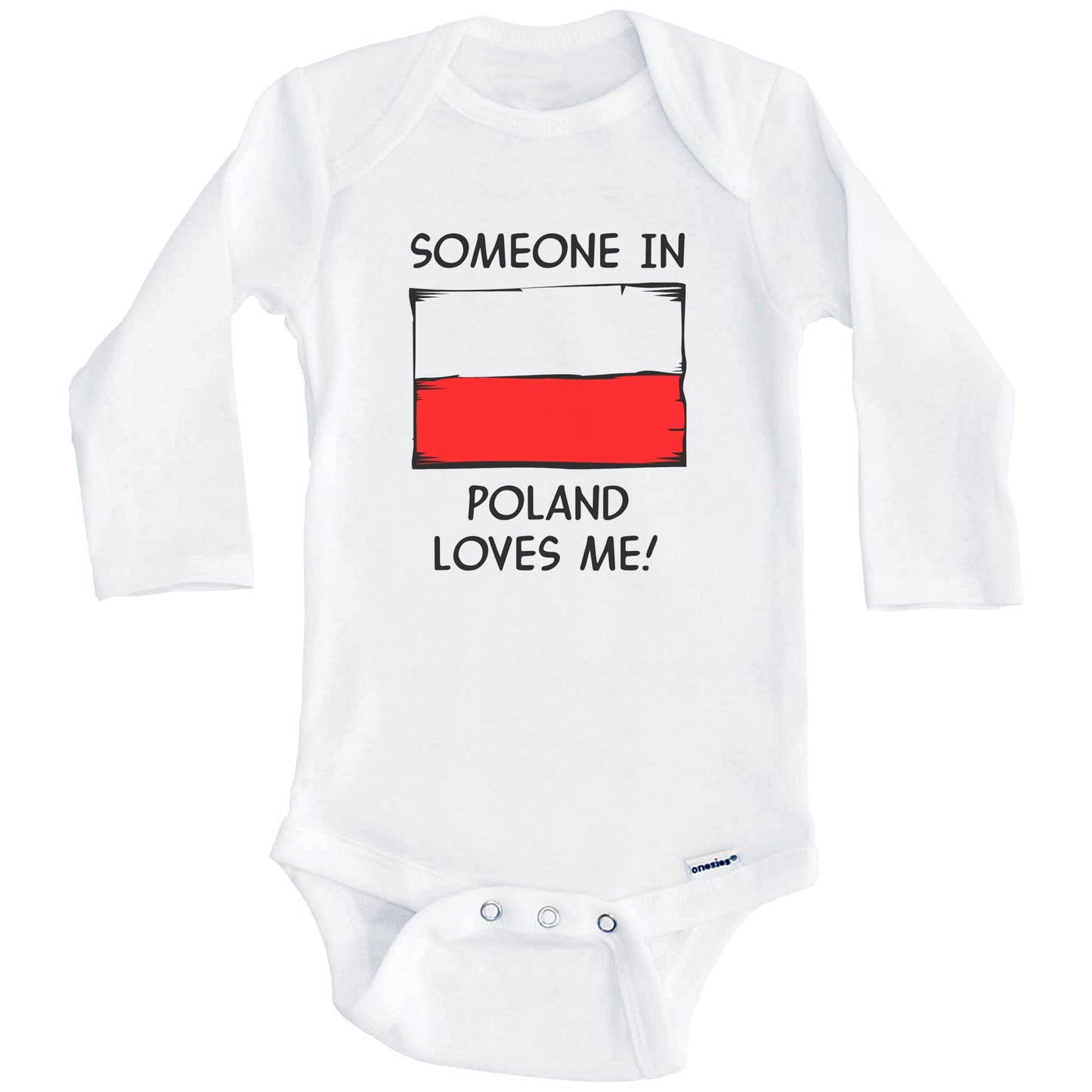 Someone In Poland Loves Me Polish Flag Baby Onesie (Long Sleeves)