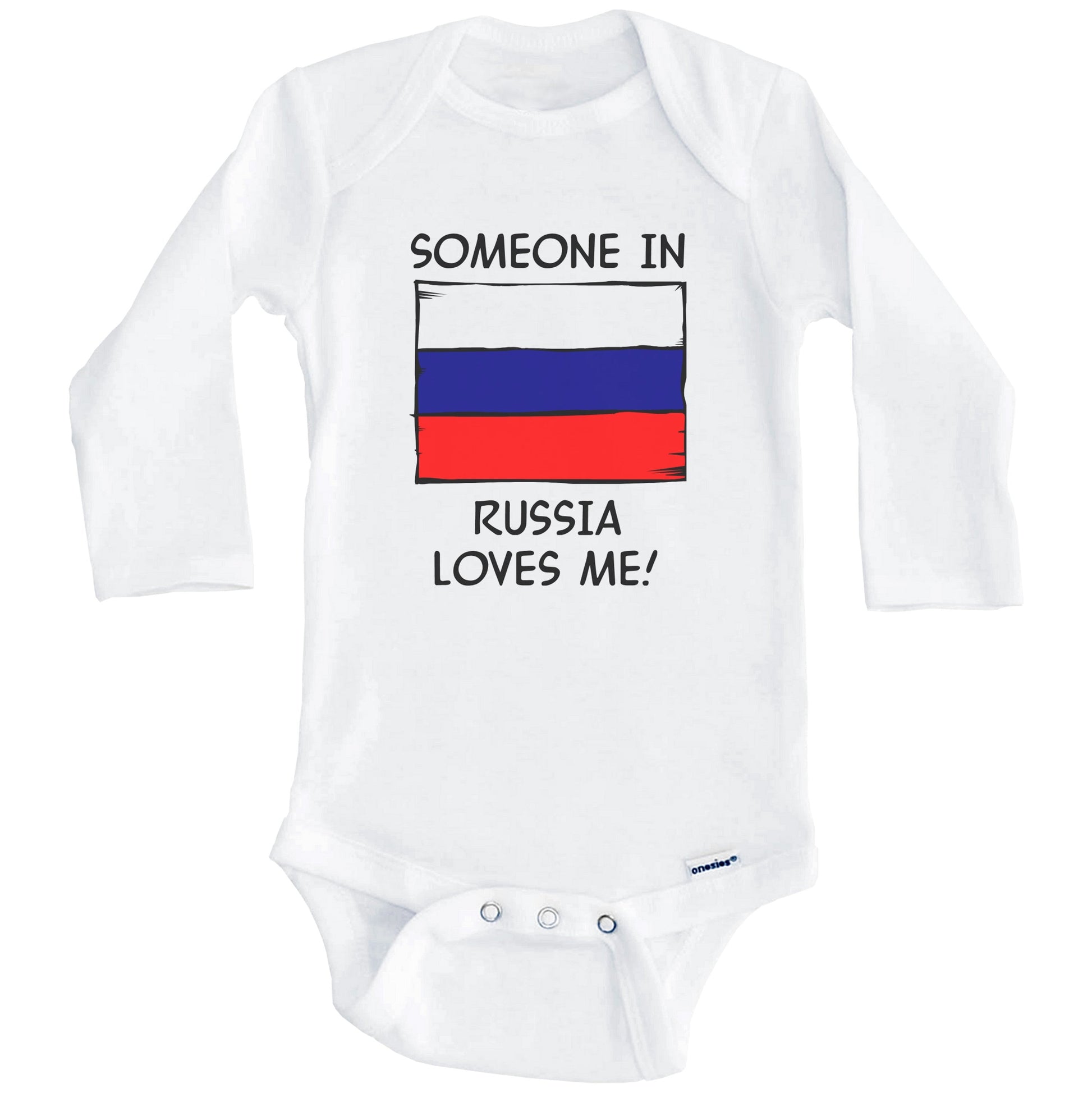 Someone In Russia Loves Me Russian Flag Baby Onesie (Long Sleeves)